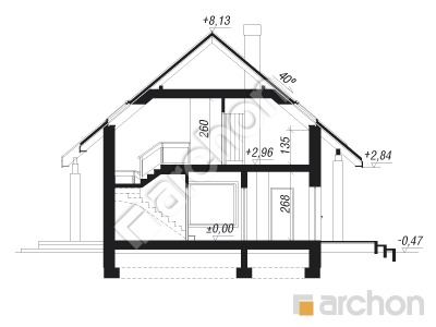 Проект дома ARCHON+ Дом в яблонках вер. 2 Розріз будинку