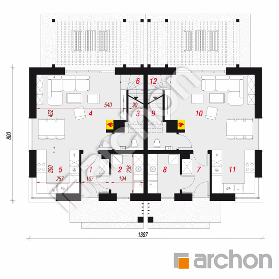 Проект дома ARCHON+ Дом в бруснике (Р2Н) вер.2 План першого поверху