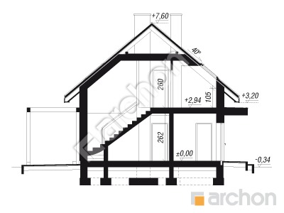 Проект дома ARCHON+ Дом в бруснике (Р2Н) вер.2 Розріз будинку