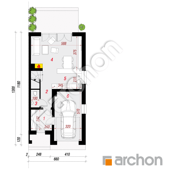 Проект дома ARCHON+ Дом под гинко (ГБ) План першого поверху