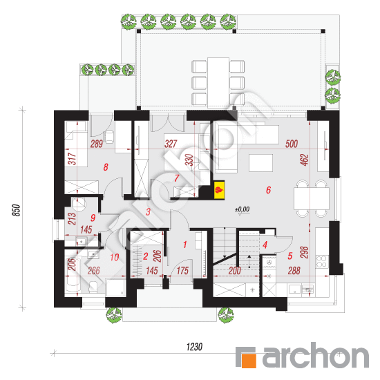 Проект будинку ARCHON+ Будинок в пампасах План першого поверху