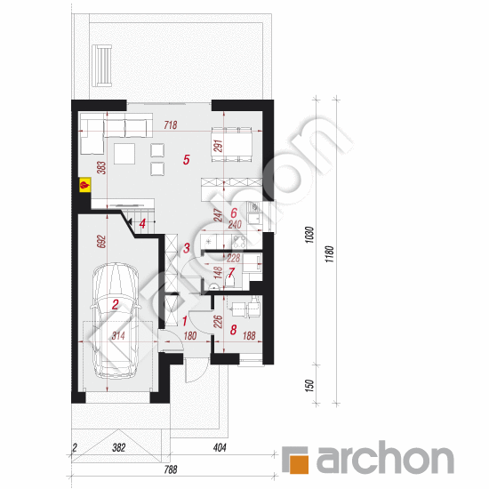 Проект дома ARCHON+ Дом в клематисах 20 (Б) вер.2 План першого поверху