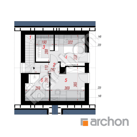 Проект будинку ARCHON+ Будинок в брусниці вер.3 План мансандри