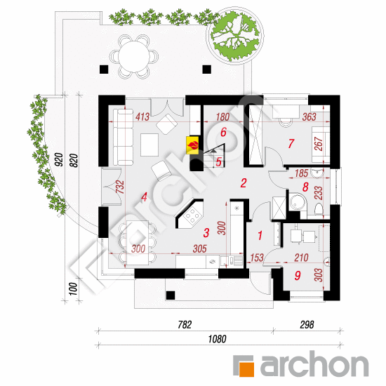 Проект будинку ARCHON+ Будинок у вістерії 2 (B) План першого поверху
