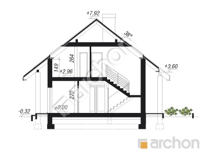 Проект дома ARCHON+ Дом в вистерии 2 (B) Розріз будинку