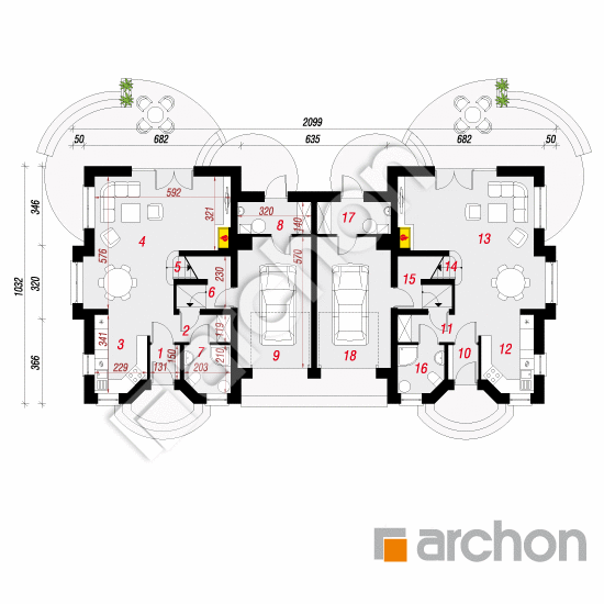 Проект будинку ARCHON+ Будинок в антонівці (Р2) План першого поверху
