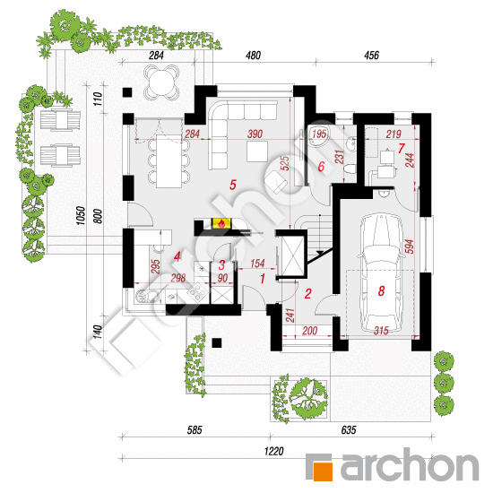 Проект будинку ARCHON+ Будинок в герміні План першого поверху