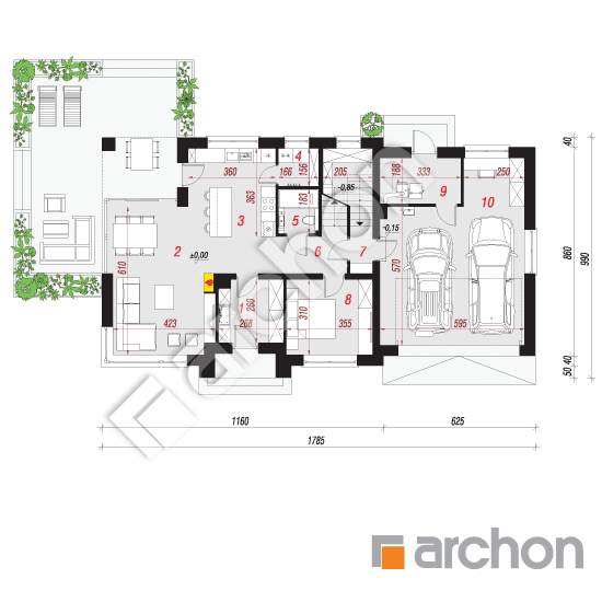 Проект будинку ARCHON+ Будинок в сливах 5 (Г2) План першого поверху