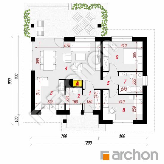 Проект будинку ARCHON+ Будинок під липкою План першого поверху