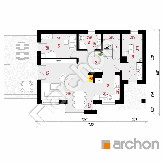 Проект дома ARCHON+ Дом в авокадо (Н) План першого поверху