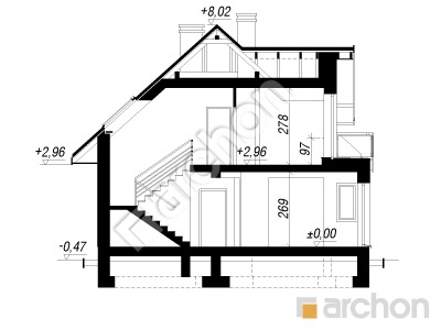 Проект дома ARCHON+ Дом в авокадо (Н) Розріз будинку
