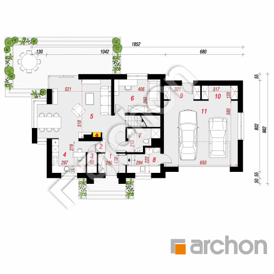 Проект дома ARCHON+ Дом в рододендронах 6 (Г2A) План першого поверху