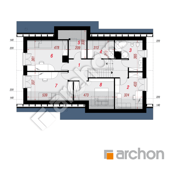Проект будинку ARCHON+ Будинок в бугенвіліях  План мансандри