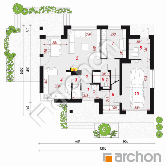 Проект будинку ARCHON+ Будинок в герміні 2 План першого поверху