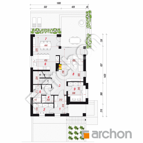 Проект будинку ARCHON+ Будинок в червені 3 (П) План першого поверху
