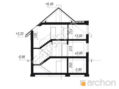 Проєкт будинку ARCHON+ Будинок в червені 3 (П) Розріз будинку