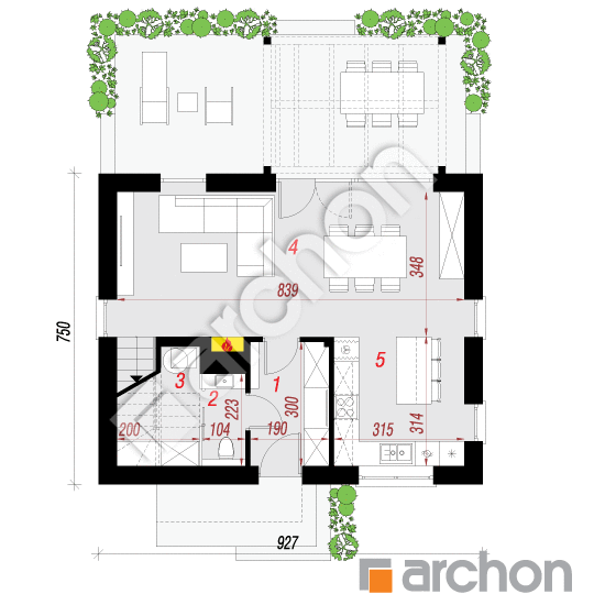 Проект будинку ARCHON+ Будинок в чорниці 2 План першого поверху
