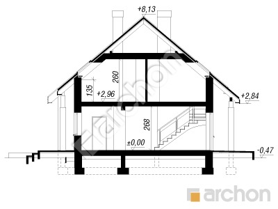 Проєкт будинку ARCHON+ Будинок в яблонках (Г2) Розріз будинку