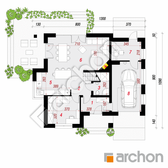 Проект будинку ARCHON+ Будинок в алоізіях План першого поверху