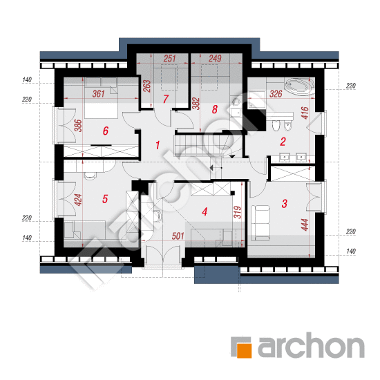 Проект будинку ARCHON+ Будинок у яновцях  План мансандри