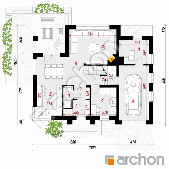 Проект будинку ARCHON+ Будинок у яновцях  План першого поверху