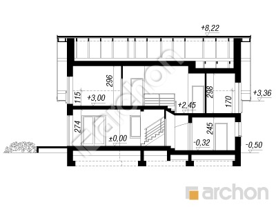 Проєкт будинку ARCHON+ Будинок у яновцях  Розріз будинку