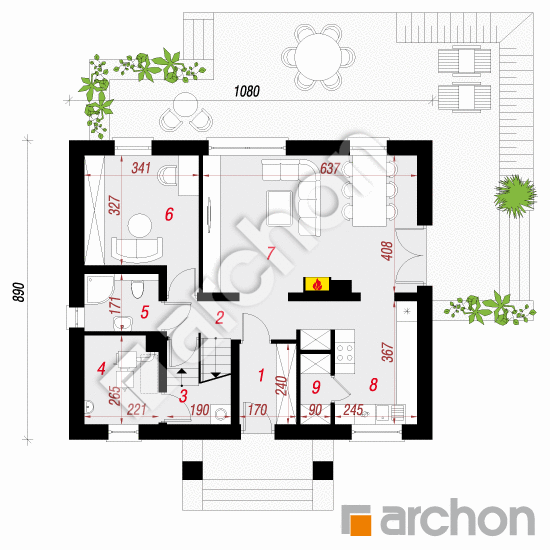 Проект будинку ARCHON+ Будинок в полуниці 3 План першого поверху
