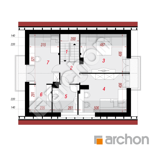 Проект будинку ARCHON+ Будинок в конюшинках 2 вер.2 План мансандри