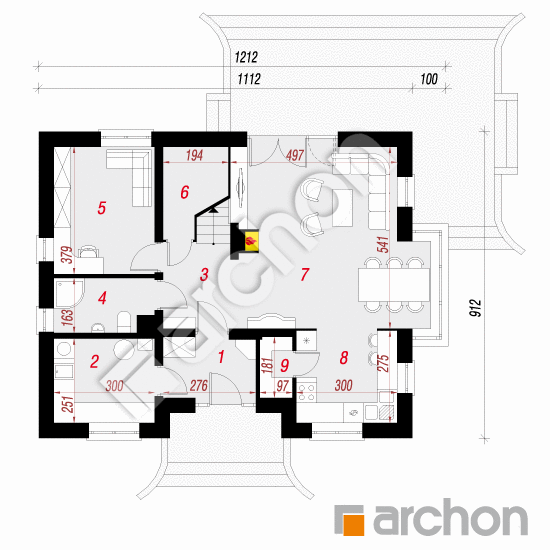 Проект будинку ARCHON+ Будинок в конюшинках 2 вер.2 План першого поверху