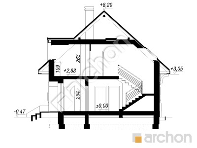 Проєкт будинку ARCHON+ Будинок в конюшинках 2 вер.2 Розріз будинку