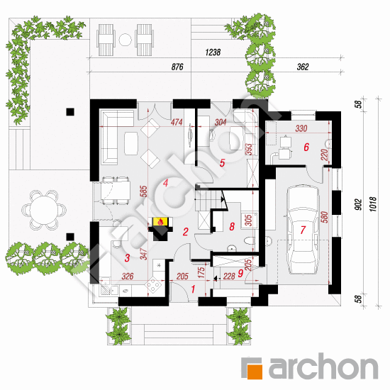 Проект дома ARCHON+ Дом в филодендронах 2 План першого поверху