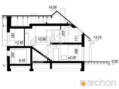 Проект дома ARCHON+ Дом в филодендронах 2 Розріз будинку