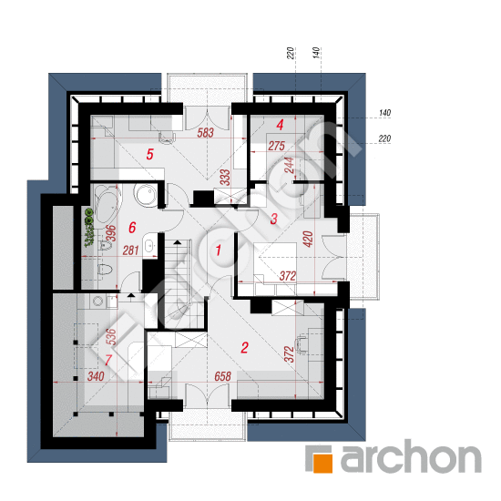 Проект дома ARCHON+ Дом в волчьих ягодах План мансандри
