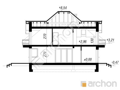 Проект дома ARCHON+ Дом в волчьих ягодах Розріз будинку