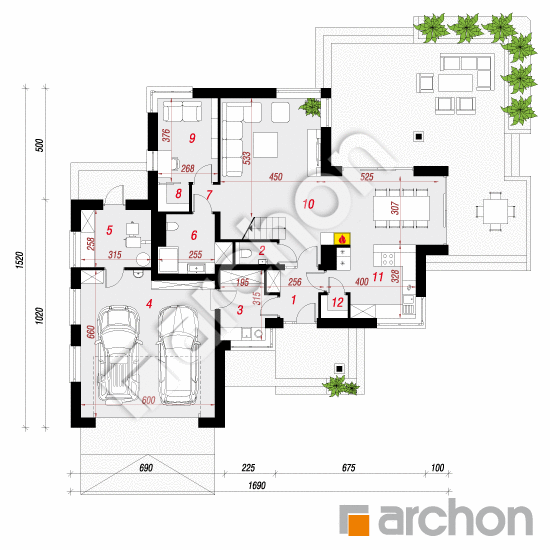Проект будинку ARCHON+ Вілла Олівія План першого поверху