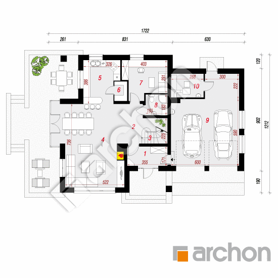 Проект дома ARCHON+ Дом в чернушке (Г2А) План першого поверху