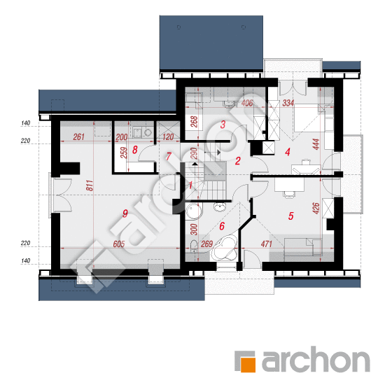 Проект дома ARCHON+ Дом в тамарисках 4 (Г2Н) План мансандри