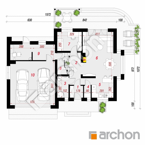Проект дома ARCHON+ Дом в тамарисках 4 (Г2Н) План першого поверху