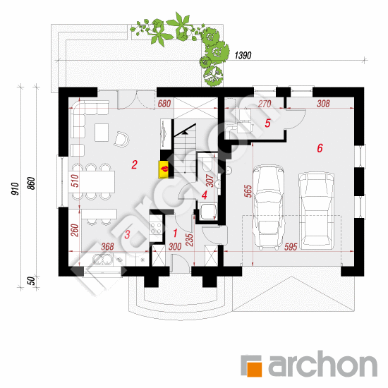 Проект дома ARCHON+ Дом в люцерне (Г2) План першого поверху