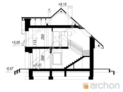 Проєкт будинку ARCHON+ Будинок в люцерні (Г2) Розріз будинку