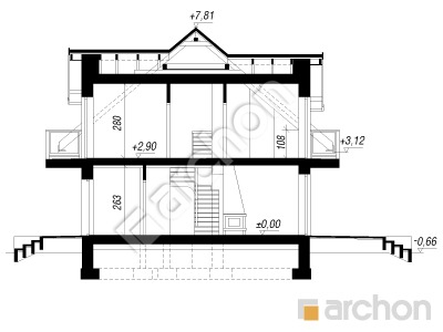 Проект дома ARCHON+ Дом в вербене (Г2Н) Розріз будинку