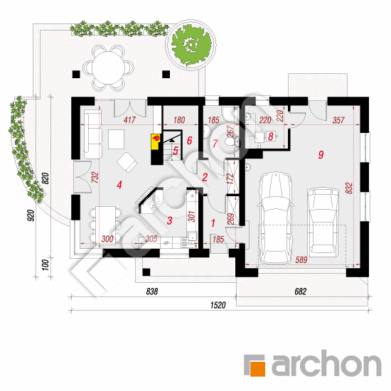 Проект будинку ARCHON+ Будинок у вістерії (Г2) План першого поверху