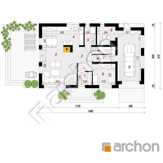 Проект дома ARCHON+ Дом в рододендронах 16 План першого поверху