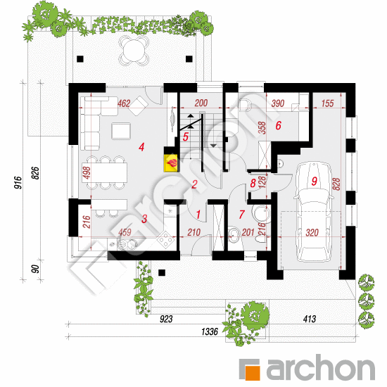 Проект дома ARCHON+ Дом в гейджее (П) План першого поверху
