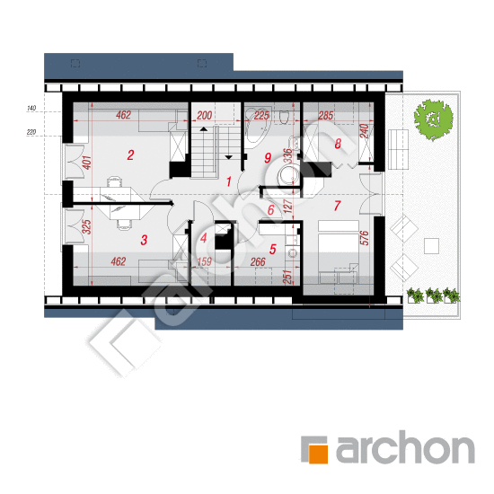 Проект будинку ARCHON+ Будинок в гейджею (Г2) План мансандри