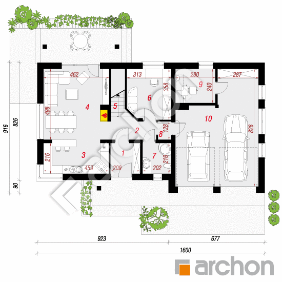 Проект будинку ARCHON+ Будинок в гейджею (Г2) План першого поверху