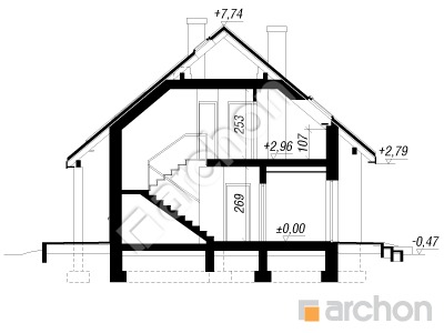 Проєкт будинку ARCHON+ Будинок в гейджею (Г2) Розріз будинку