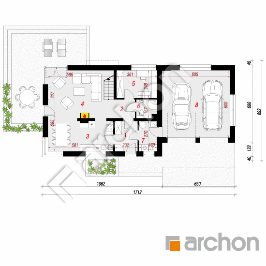 Проект дома ARCHON+ Дом в амариллисах 3 (Г2) План першого поверху