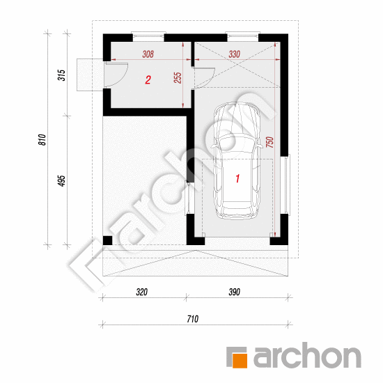Проект дома ARCHON+ Г19 - Одноместный гараж  План першого поверху