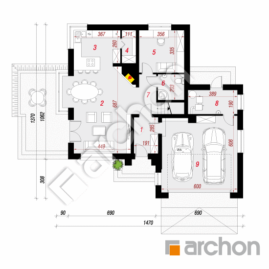 Проект дома ARCHON+ Дом в рукколе 2 (Г2H) План першого поверху